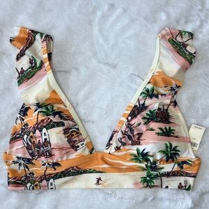 NWT ~ Aerie Triangle Ruffle Longline Hawaiian Bikini Top